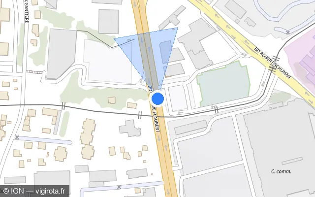 Vue plan de l'emplacement du radar de feu rouge à Aubière
