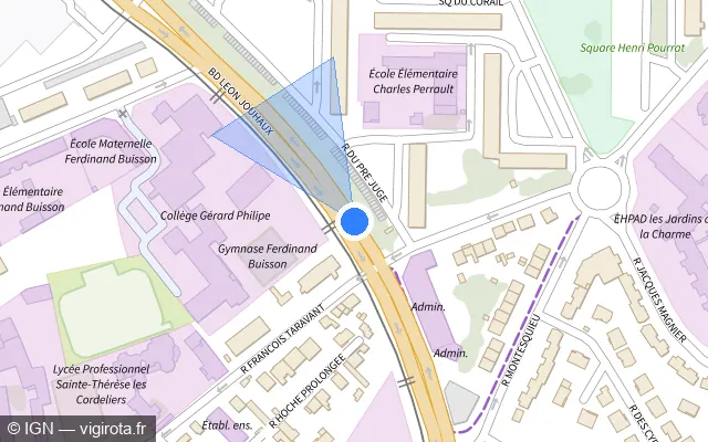Vue plan de l'emplacement du radar tourelle à Clermont-Ferrand