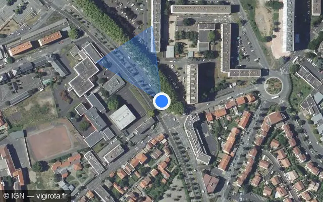 Vue satellite de l'emplacement du radar tourelle à Clermont-Ferrand