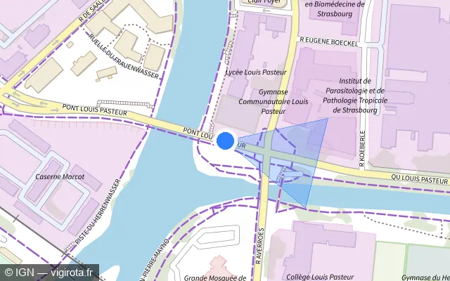 Vue plan de l'emplacement du radar tourelle à Strasbourg