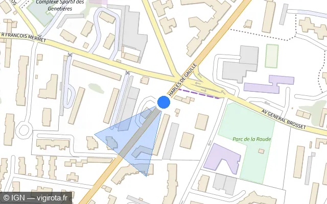 Vue plan de l'emplacement du radar de feu rouge à Tassin-la-Demi-Lune