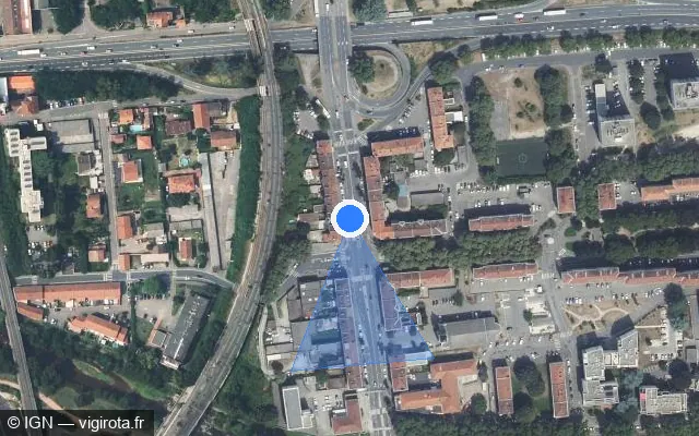 Vue satellite de l'emplacement du radar de feu rouge à Givors