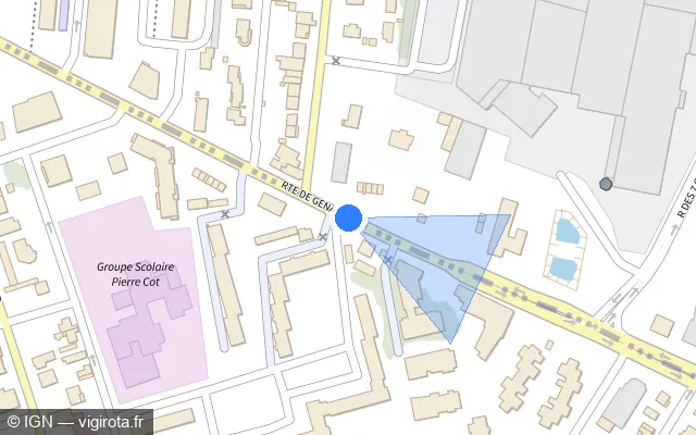 Vue plan de l'emplacement du radar tourelle à Bron