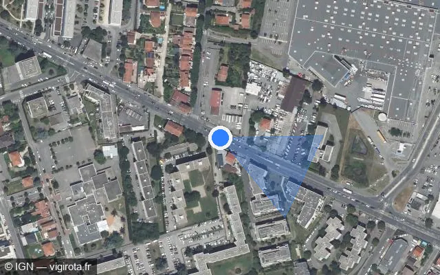 Vue satellite de l'emplacement du radar tourelle à Bron