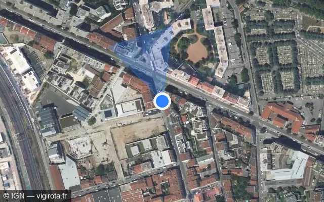Vue satellite de l'emplacement du radar tourelle à Lyon
