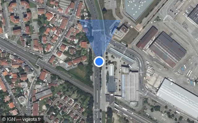 Vue satellite de l'emplacement du radar tourelle à Vénissieux