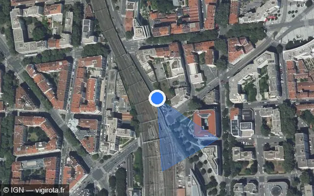 Vue satellite de l'emplacement du radar tourelle à Villeurbanne