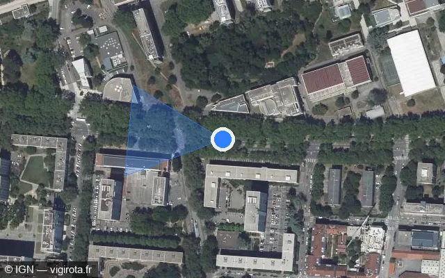 Vue satellite de l'emplacement du radar tourelle à Villeurbanne