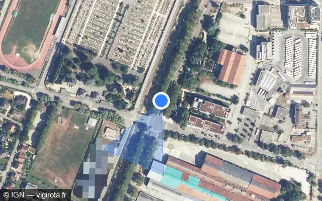 Vue satellite de l'emplacement du radar de feu rouge à Chambéry