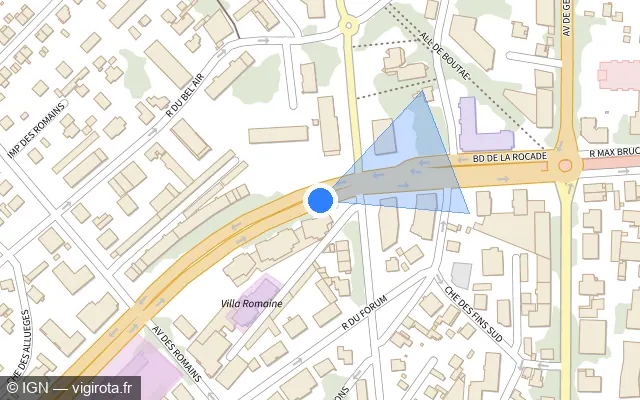 Vue plan de l'emplacement du radar de feu rouge à Annecy