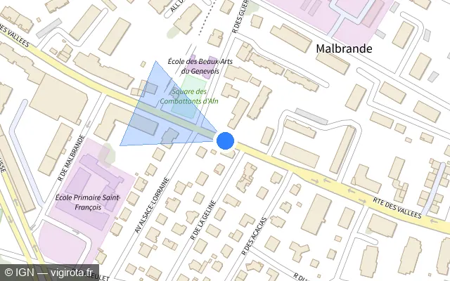 Vue plan de l'emplacement du radar de feu rouge à Annemasse
