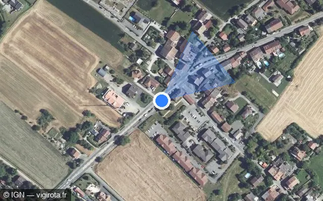 Vue satellite de l'emplacement du radar de feu rouge à Massongy