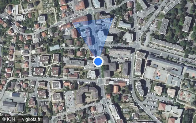Vue satellite de l'emplacement du radar de feu rouge à Annemasse