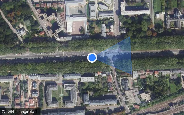 Vue satellite de l'emplacement du radar tourelle à Viroflay