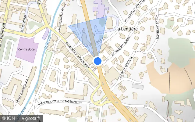 Vue plan de l'emplacement du radar de feu rouge à Ollioules