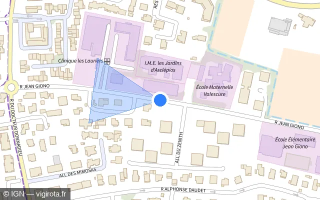 Vue plan de l'emplacement du radar de feu rouge à Fréjus