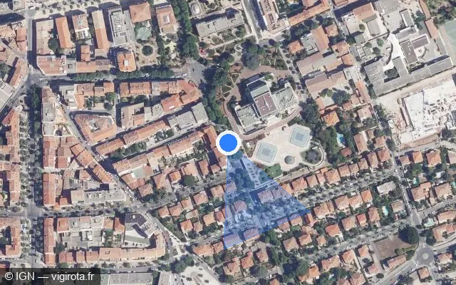 Vue satellite de l'emplacement du radar de feu rouge à Carqueiranne