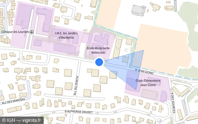 Vue plan de l'emplacement du radar tourelle à Fréjus