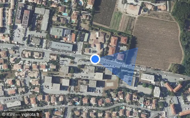 Vue satellite de l'emplacement du radar tourelle à Fréjus