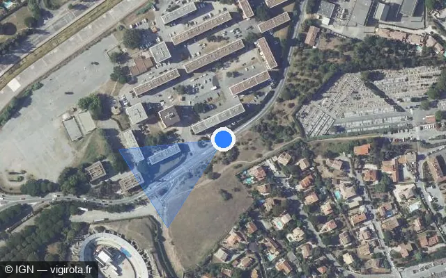 Vue satellite de l'emplacement du radar tourelle à Fréjus