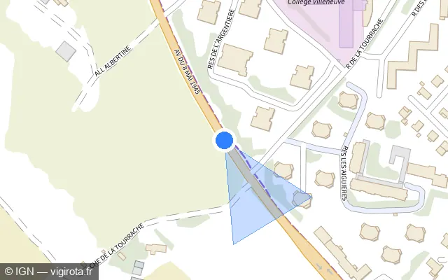 Vue plan de l'emplacement du radar tourelle à Fréjus