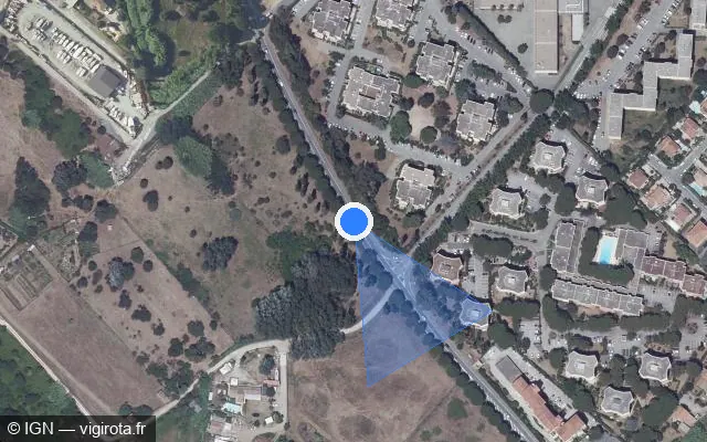 Vue satellite de l'emplacement du radar tourelle à Fréjus