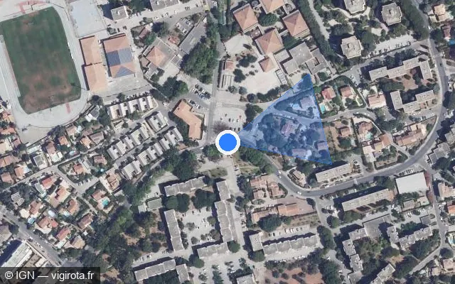 Vue satellite de l'emplacement du radar tourelle à La Garde