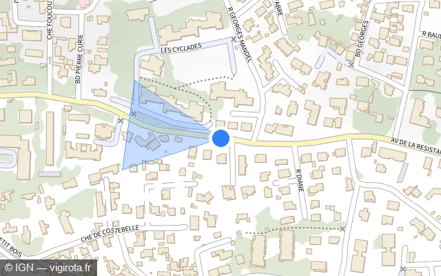 Vue plan de l'emplacement du radar tourelle à Toulon