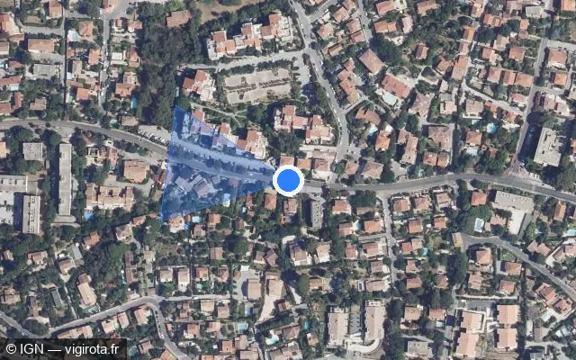 Vue satellite de l'emplacement du radar tourelle à Toulon