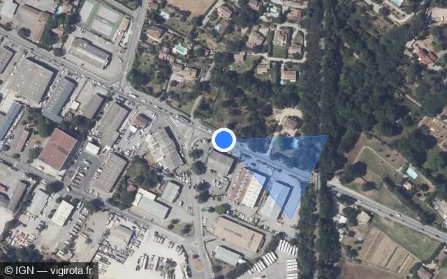 Vue satellite de l'emplacement du radar tourelle à Draguignan
