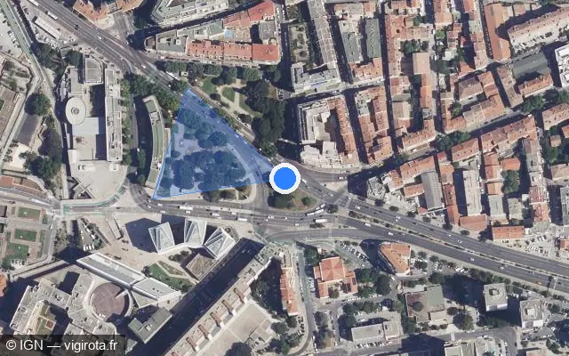 Vue satellite de l'emplacement du radar tourelle à Toulon