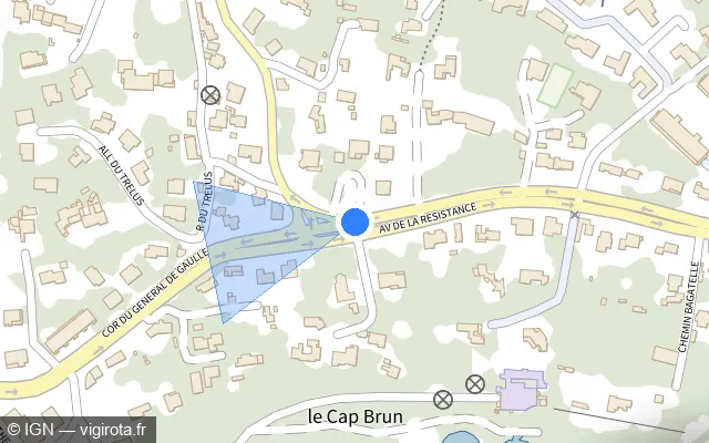Vue plan de l'emplacement du radar tourelle à Toulon