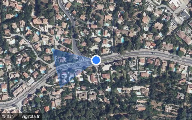 Vue satellite de l'emplacement du radar tourelle à Toulon