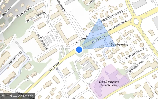 Vue plan de l'emplacement du radar tourelle à La Garde