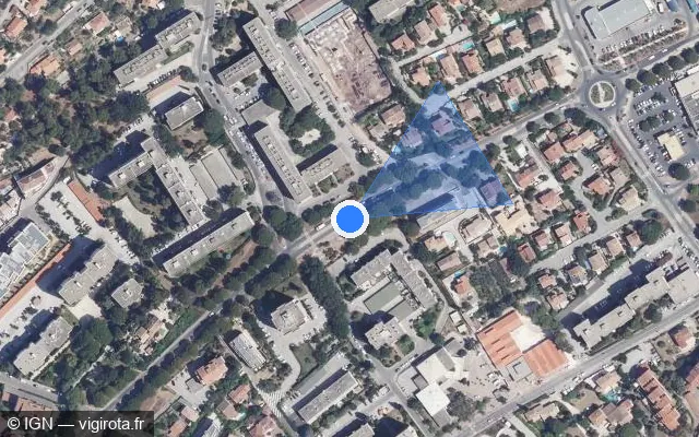 Vue satellite de l'emplacement du radar tourelle à La Garde