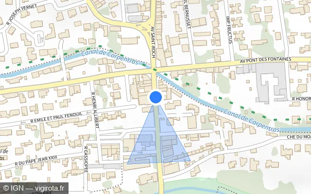 Vue plan de l'emplacement du radar de feu rouge à Carpentras