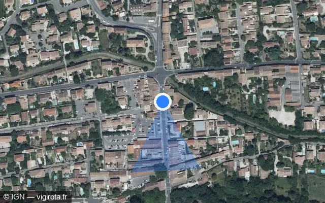 Vue satellite de l'emplacement du radar de feu rouge à Carpentras