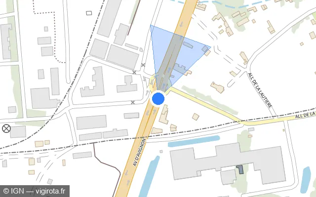 Vue plan de l'emplacement du radar de feu rouge à Le Pontet