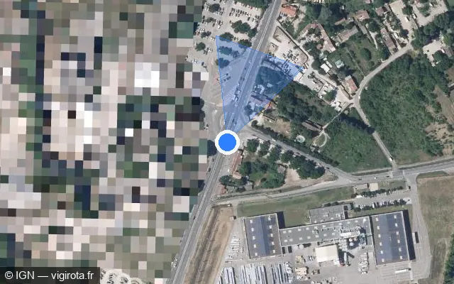 Vue satellite de l'emplacement du radar de feu rouge à Le Pontet