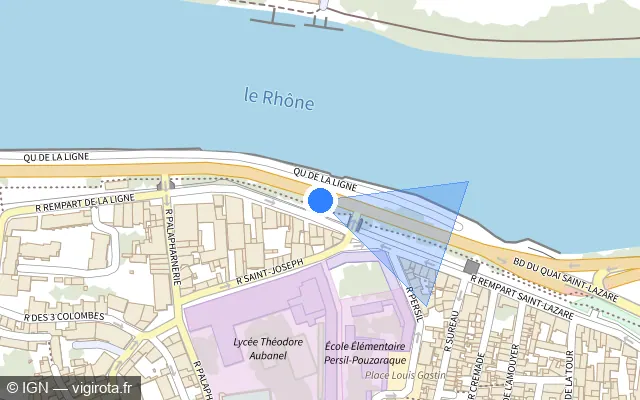Vue plan de l'emplacement du radar de feu rouge à Avignon