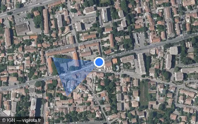 Vue satellite de l'emplacement du radar de feu rouge à Avignon