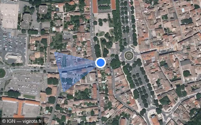 Vue satellite de l'emplacement du radar de feu rouge à Orange