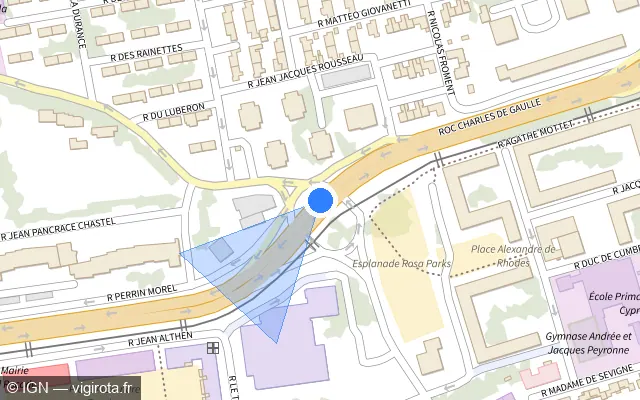 Vue plan de l'emplacement du radar tourelle à Avignon