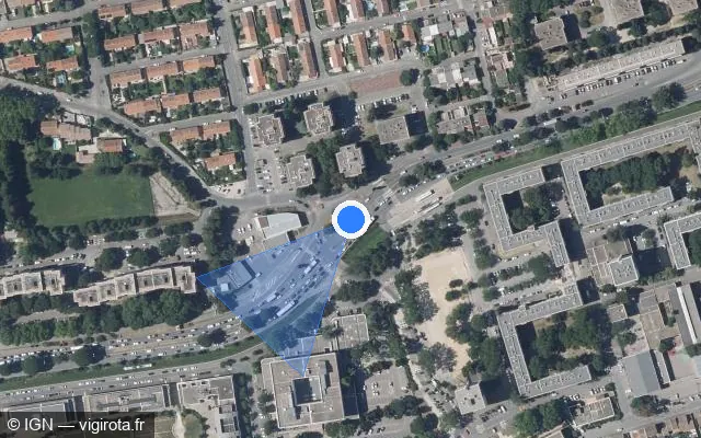 Vue satellite de l'emplacement du radar tourelle à Avignon