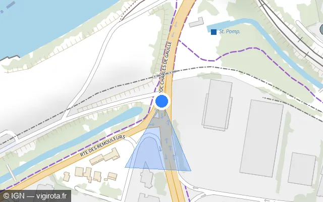 Vue plan de l'emplacement du radar tourelle à Les Angles