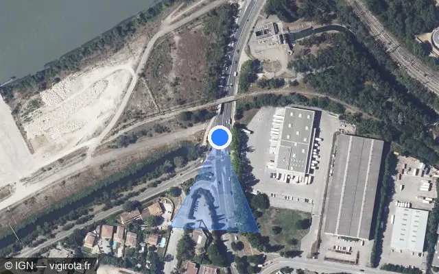 Vue satellite de l'emplacement du radar tourelle à Les Angles