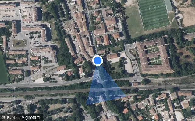 Vue satellite de l'emplacement du radar tourelle à Morières-lès-Avignon