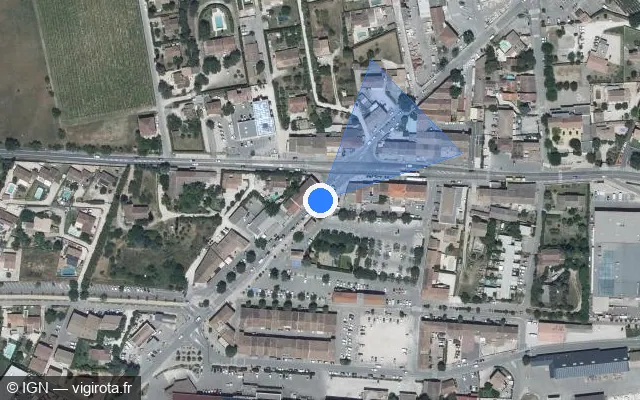 Vue satellite de l'emplacement du radar tourelle à Maubec