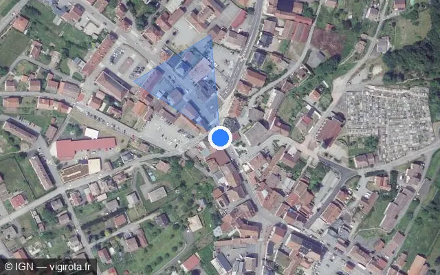 Vue satellite de l'emplacement du radar tourelle à Le Thillot