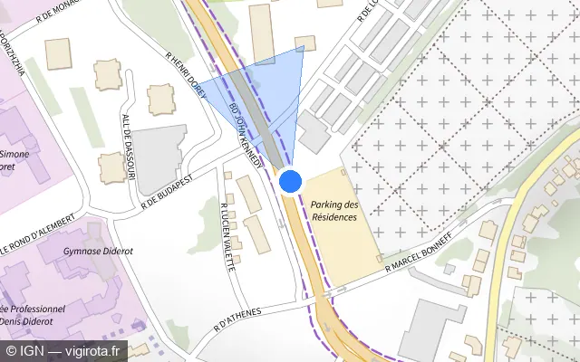 Vue plan de l'emplacement du radar urbain à Bavilliers